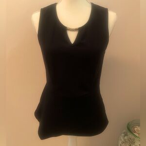 Thalia Sodi asymmetric black embellished dressy tank top blouse